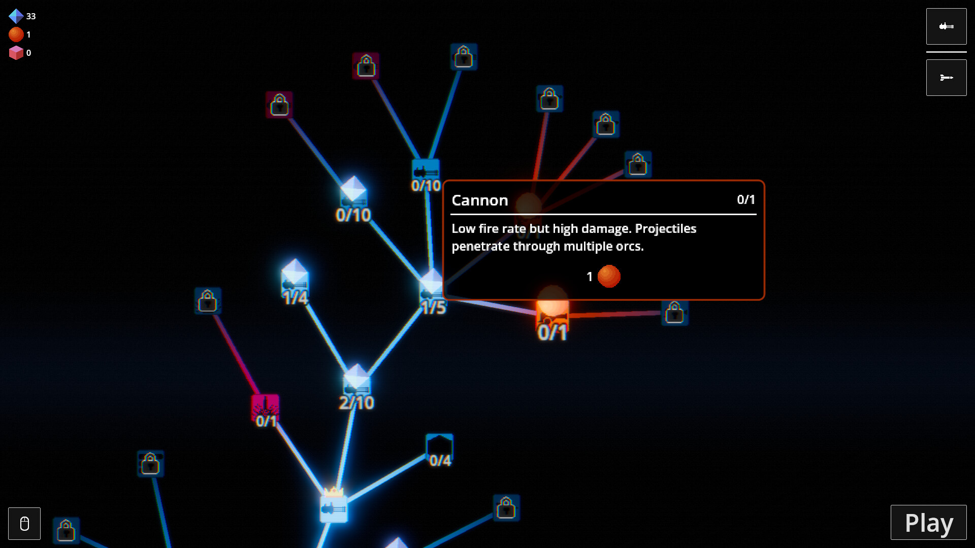 Official screenshot of the branching upgrade tree on a black background